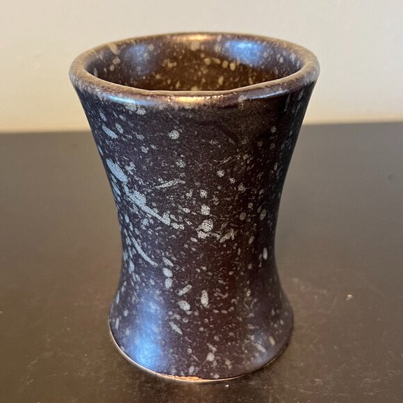 Handcrafted Tapered Pottery Mug in Charcoal Gray w/ Gray Spatters ~ Splatterware - Picture 2 of 10
